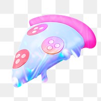 Png cute pizza sticker, 3D rendering, transparent background