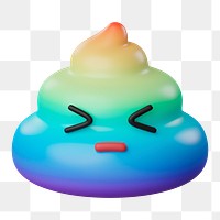 Png cute poop sticker, 3D rendering, transparent background