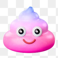 Png gradient pink poop sticker, 3D rendering, transparent background