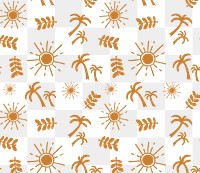 Tropical pattern png sticker, brown collage element on transparent background