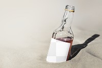 Glass bottle label png mockup, transparent design