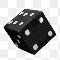 Black dice png sticker, transparent background