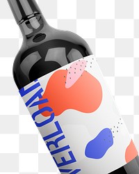 Wine bottle png sticker, abstract packaging, transparent background