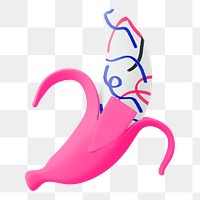 Pink banana png sticker, 3D abstract graphic, transparent background