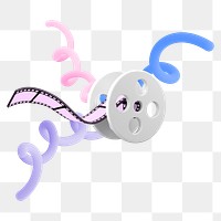 3D film reel png sticker, transparent background