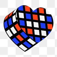 Retro geometric heart png sticker, transparent background