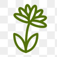 Green flower png business logo element sticker, transparent background