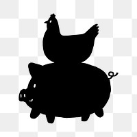 Farm animal png silhouette logo element sticker, transparent background