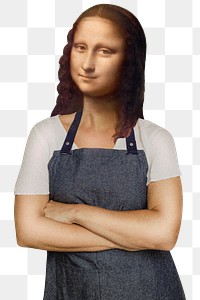 Barista png Mona Lisa sticker, Leonardo da Vinci's famous painting on transparent background, remixed by rawpixel