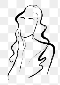 Aesthetic woman png sticker, drawing illustration, transparent background