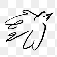 Bird png sticker, ink brush animal transparent background