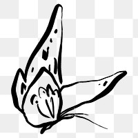 Butterfly png sticker, ink brush animal transparent background