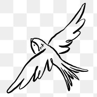 Flying sparrow png sticker, ink brush animal transparent background