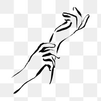 Aesthetic hands png sticker, drawing illustration, transparent background