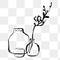 Decorative vases png sticker, drawing illustration, transparent background