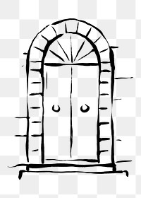 Arched door png clipart, drawing illustration, transparent background