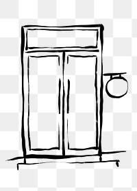 Restaurant door png clipart, drawing illustration, transparent background