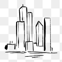 City scape png clipart, drawing illustration, transparent background