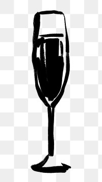 Champagne glass png sticker, beverage illustration transparent background