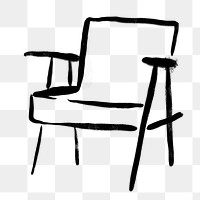 Armchair png sticker, drawing illustration, transparent background