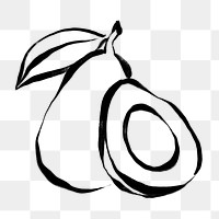 Avocado png sticker, doodle fruit illustration transparent background 
