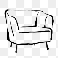 Armchair png sticker, drawing illustration, transparent background