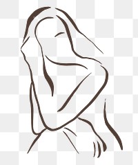 Aesthetic woman png sticker, drawing illustration, transparent background