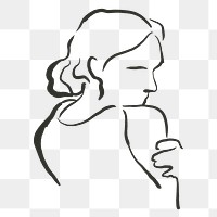 Aesthetic woman png sticker, drawing illustration, transparent background