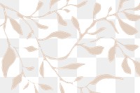 Abstract leafy png pattern, transparent background 