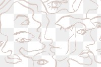 Png abstract face background, beige aesthetic design, transparent background