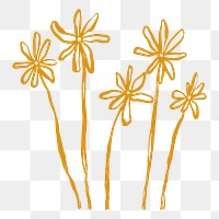 Flower png sticker, line art design on transparent background