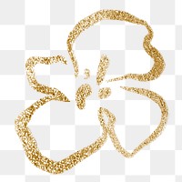 Gold flower png sticker, glitter design on transparent background