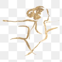 Yoga pose png sticker, gold drawing illustration, transparent background