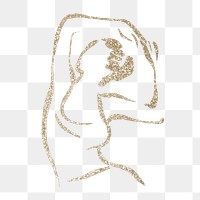 Yoga pose png sticker, gold drawing illustration, transparent background