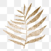 Gold aesthetic  leaf png sticker, glittery design transparent background