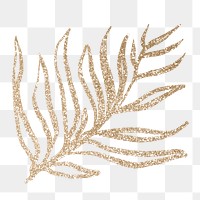 Gold aesthetic png leaf sticker, glittery design transparent background