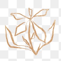 Gold flower png sticker, glitter design on transparent background