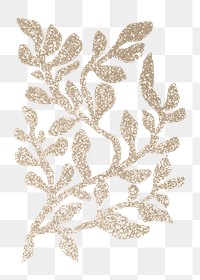 Gold leaf png sticker, glittery design transparent background