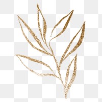 Gold leaf png sticker, glittery design transparent background