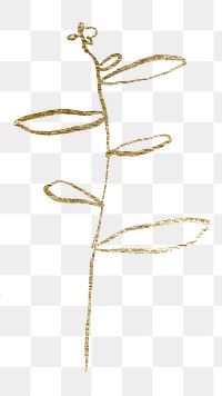 Gold leaf png sticker, glittery design transparent background