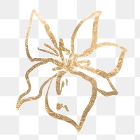 Gold lily png sticker, glitter flower on transparent background