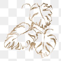 Gold Monstera png leaf sticker, glittery design transparent background