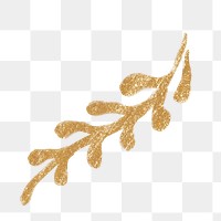Gold leaf png sticker, glittery design transparent background