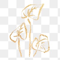  Gold leaf png sticker, glittery design transparent background