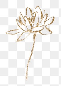 Gold flower png sticker, glitter design on transparent background