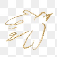 Gold bird  png sticker, gold glitter design on transparent background