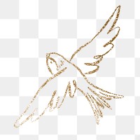 Gold  sparrow png sticker, gold glitter design on transparent background