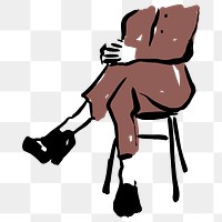 Person sitting png sticker, drawing illustration, transparent background