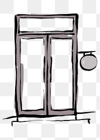 Restaurant door png clipart, drawing illustration, transparent background