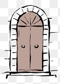 Arched door png clipart, drawing illustration, transparent background